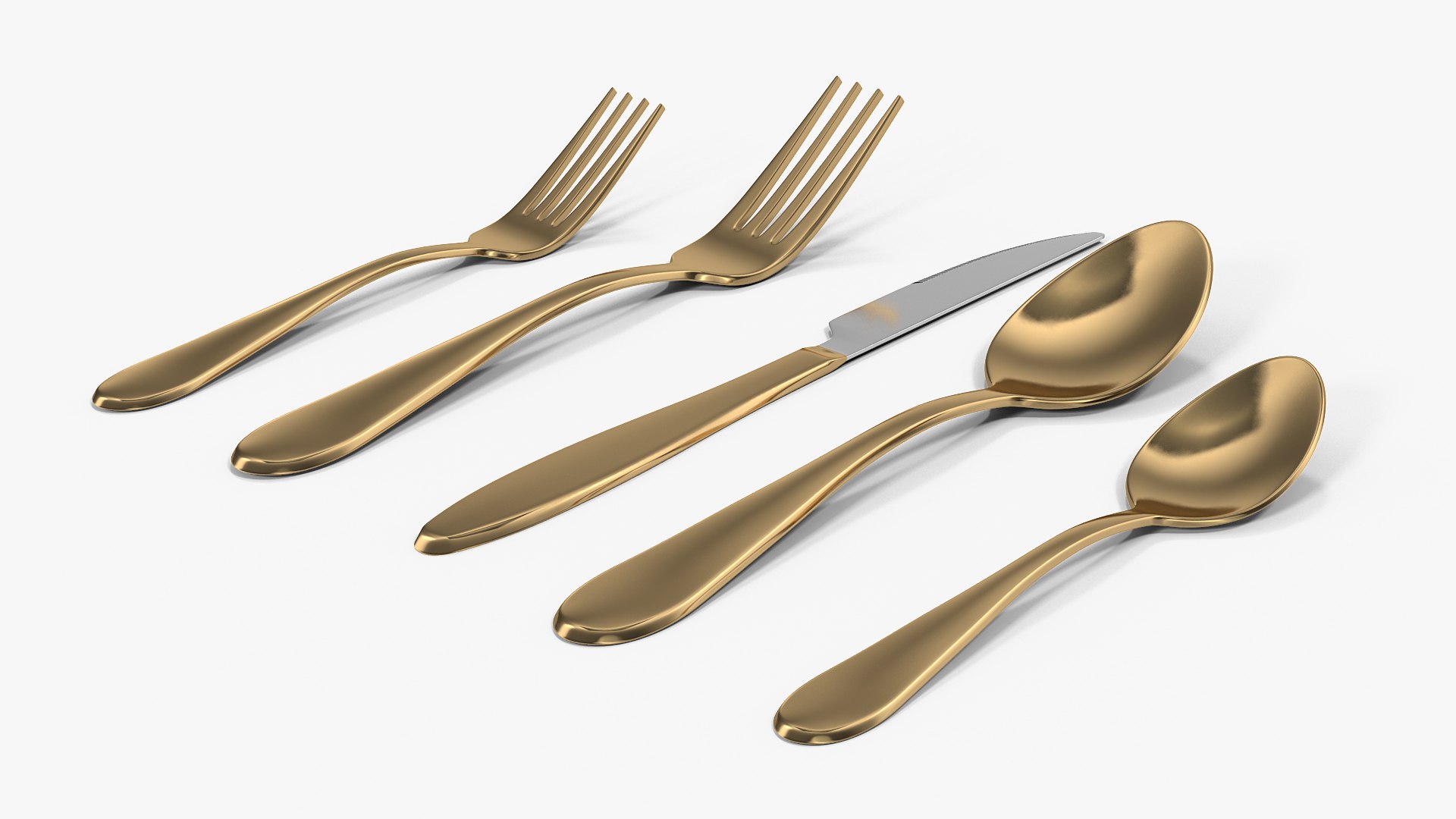 Golden Flatware Set Gold 3D Model - TurboSquid 1466626