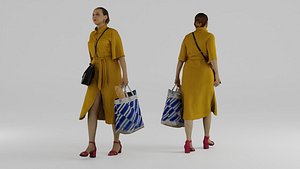 Woman Walking Groceries 1 3D model