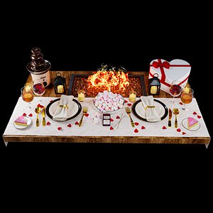 Romantic Dinner Table with Fire Pit