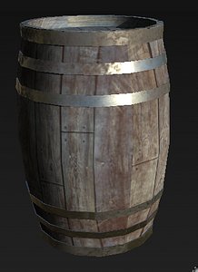 3D old wooden barrel model