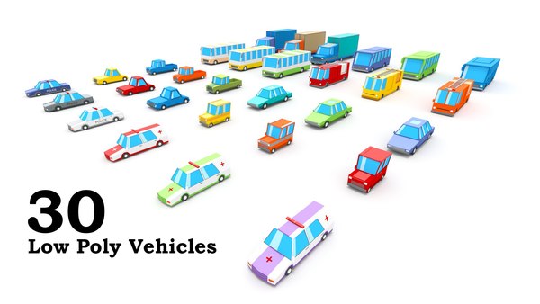 Low Poly 30 Vehicles