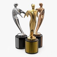 Sculpted Award Trio on Black Base