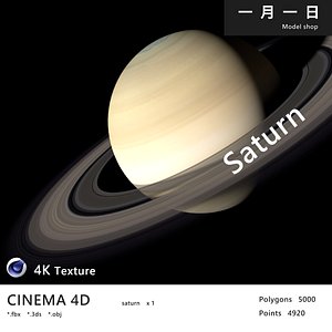 Realistic planet saturn 3D model