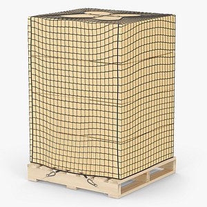 Industrial Cargo Pallet with Containment Netting Beige and Black 3D