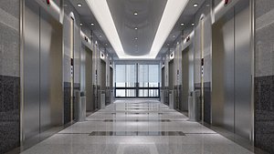 3D model elevator lobby interior