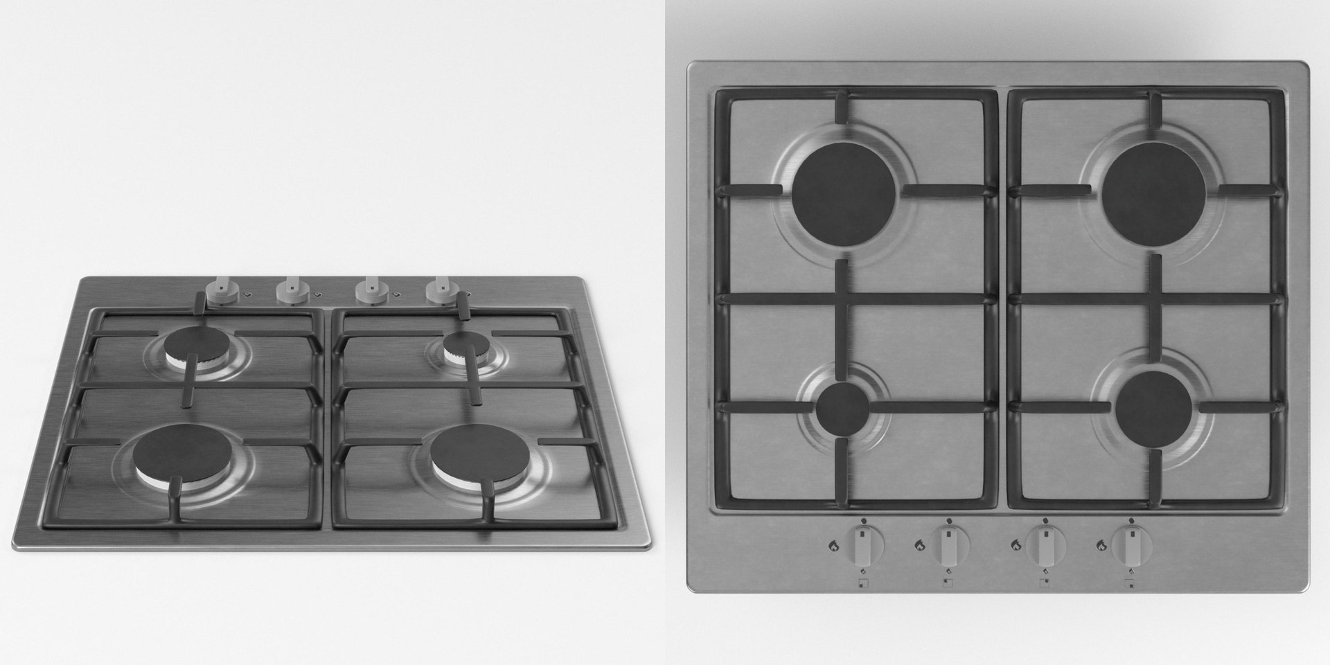 3D 4 Burners Gas Hob Model - TurboSquid 1974229