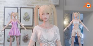 Cute Girl Jiya Game Ready PBR Facial Rigged Blender 3D model