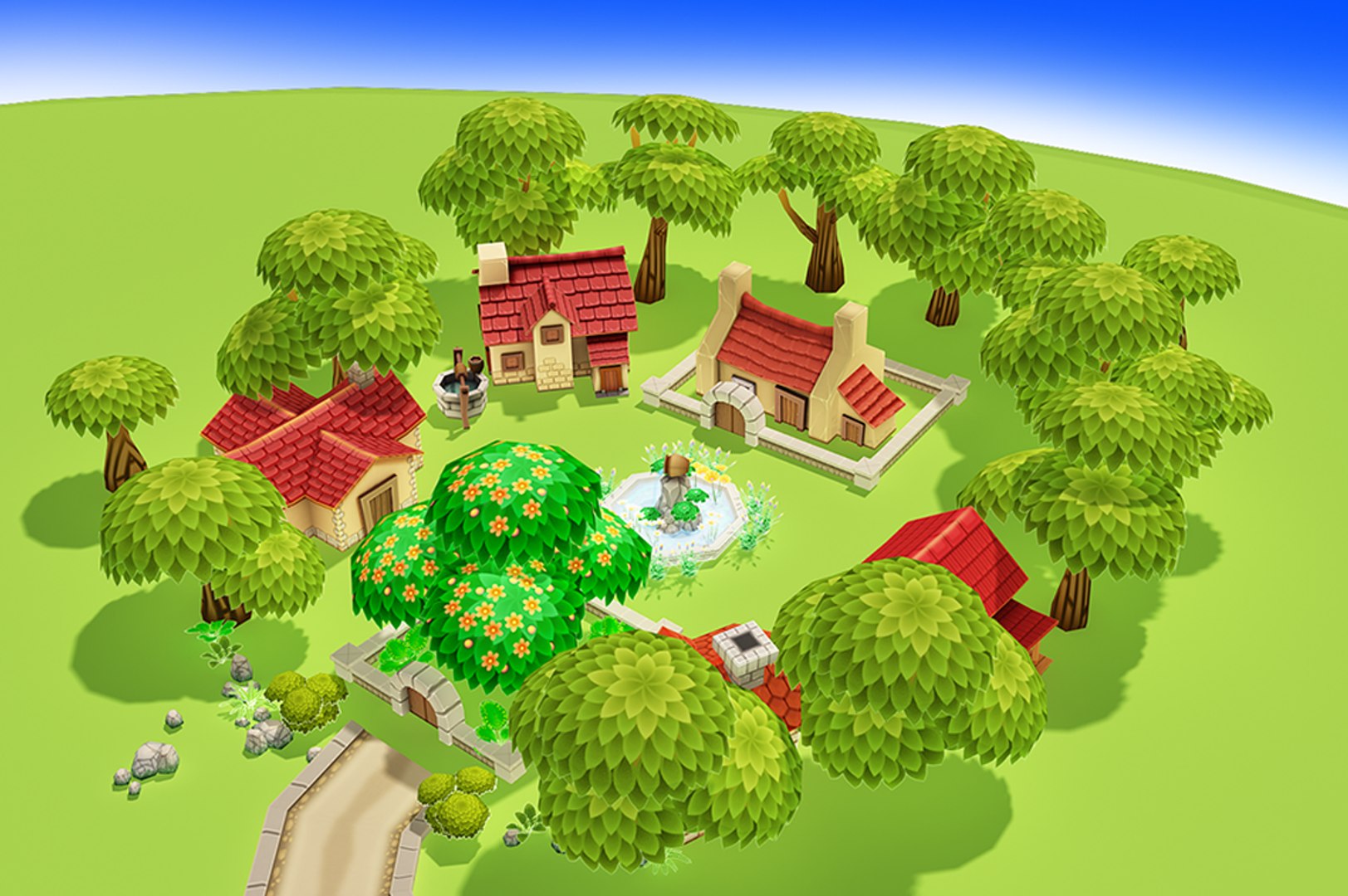Cartoon Spring Farm Windmill 3D Model - TurboSquid 1156039
