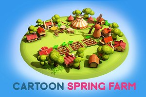 cartoon spring farm windmill 3D model