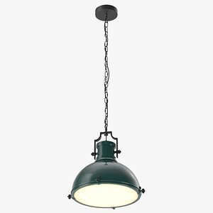 Retro Factory Hanging Lamp Green Gloss