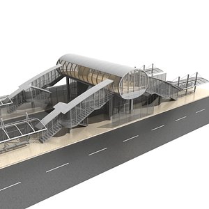 Walk Bridge With Bus Stop and Elevators