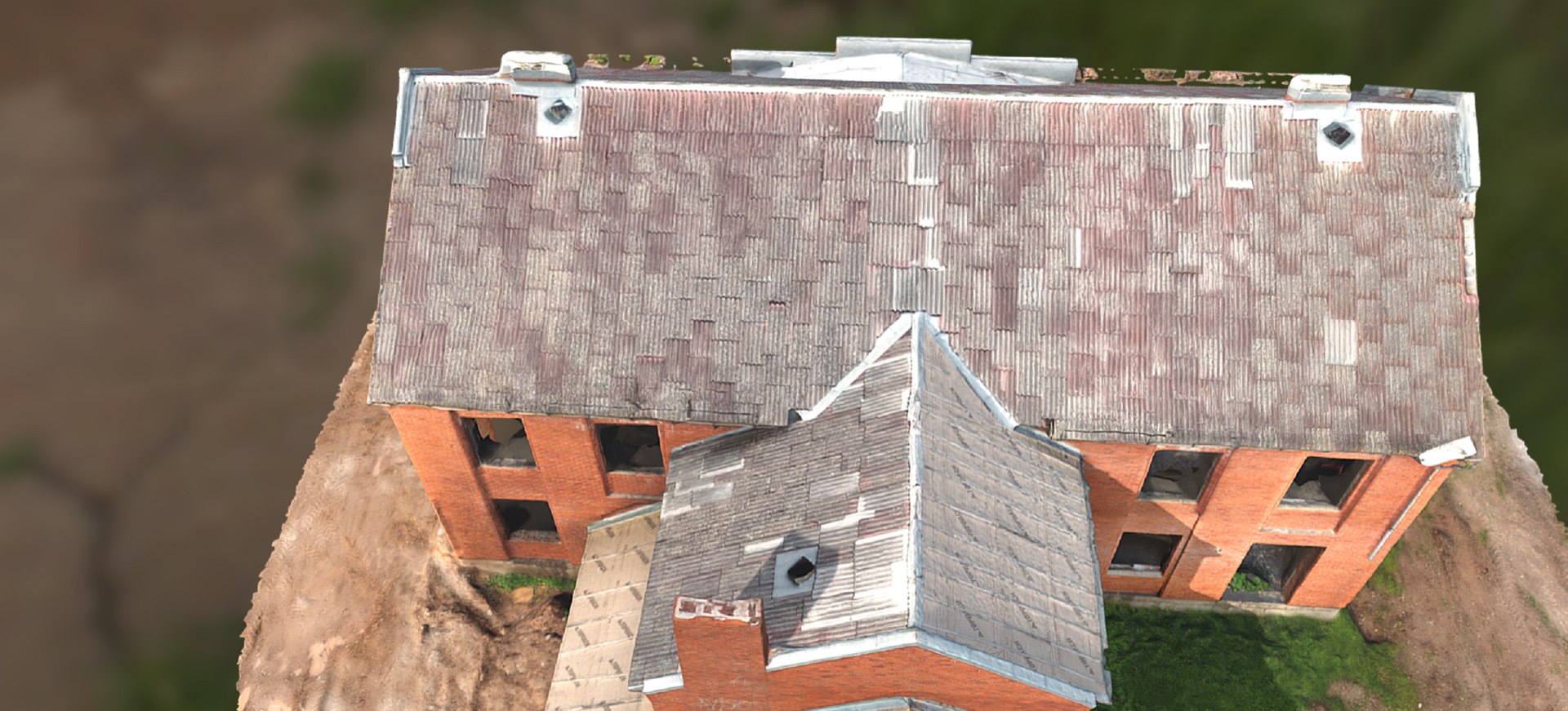 3D Abandoned Red Brick Mansion Model - TurboSquid 1858645