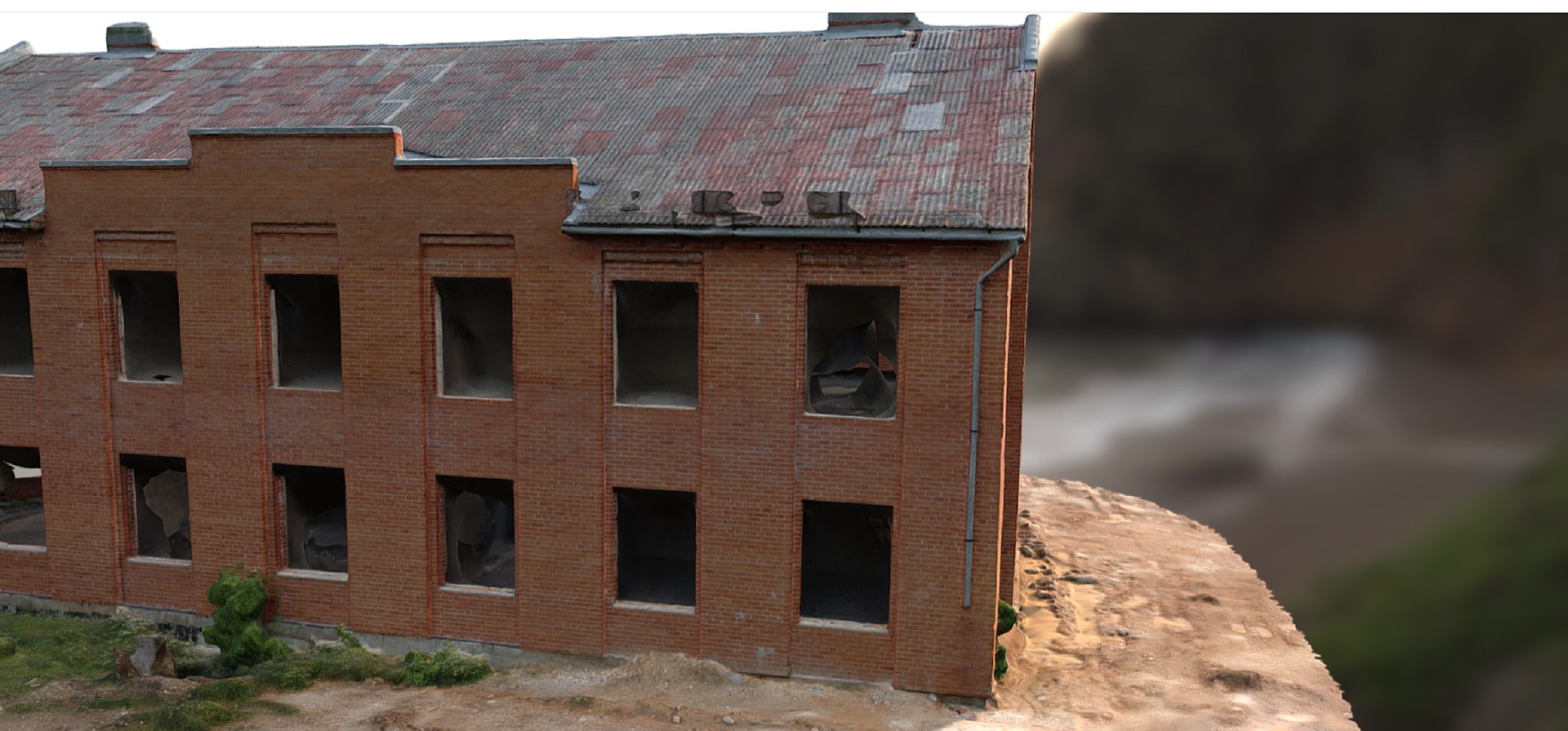 3D Abandoned Red Brick Mansion Model - TurboSquid 1858645