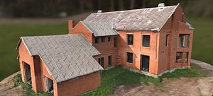 3D Abandoned Red Brick Mansion model