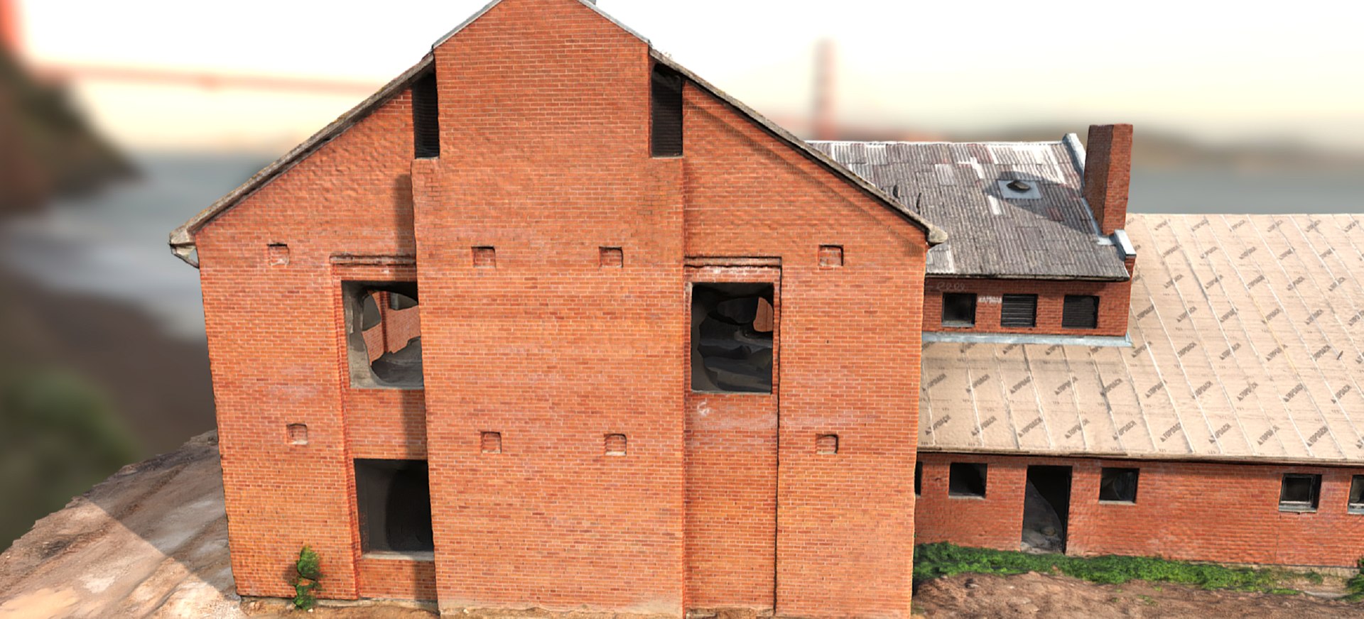 3D Abandoned Red Brick Mansion Model - TurboSquid 1858645