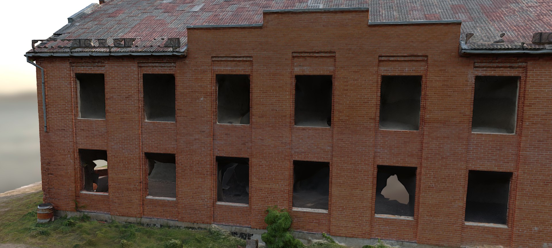 3D Abandoned Red Brick Mansion Model - TurboSquid 1858645