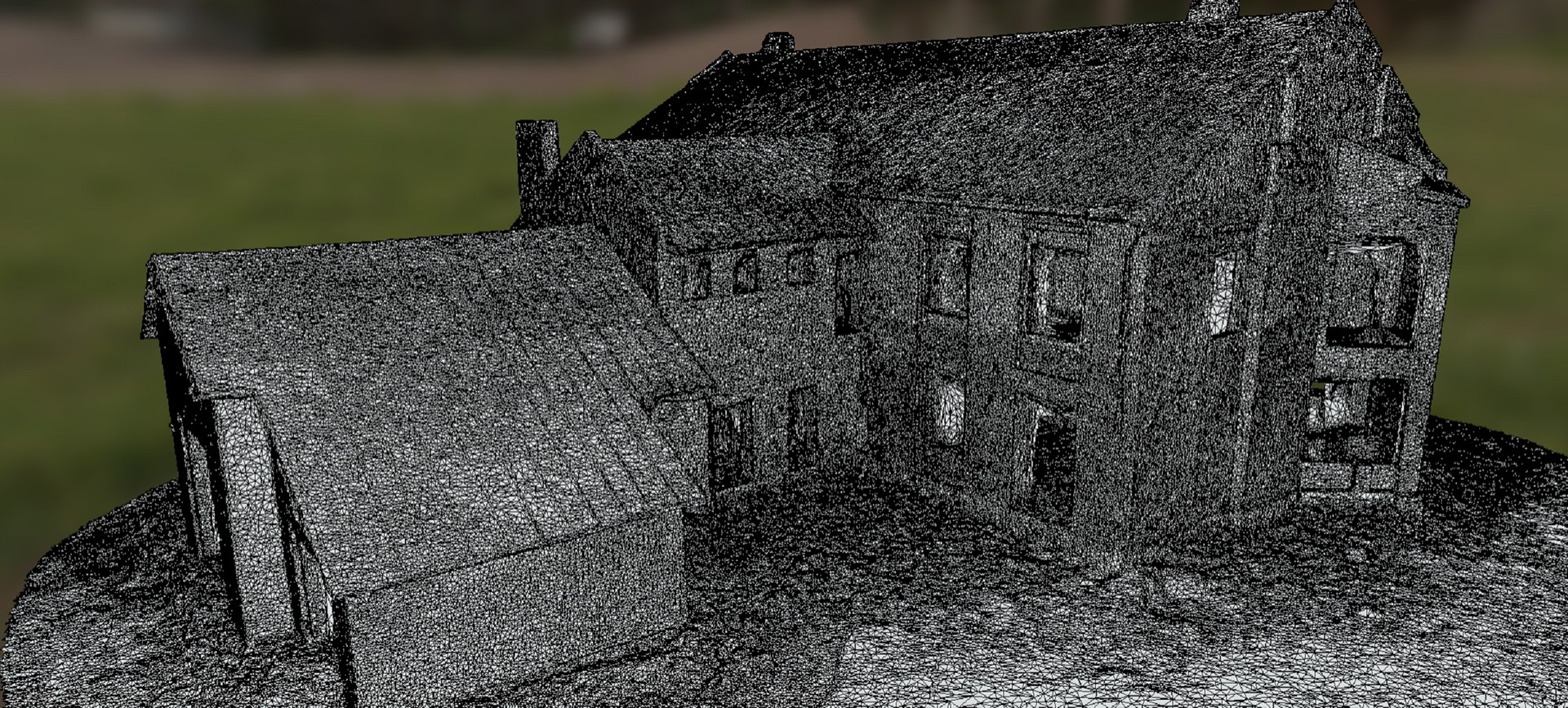 3D Abandoned Red Brick Mansion Model - TurboSquid 1858645