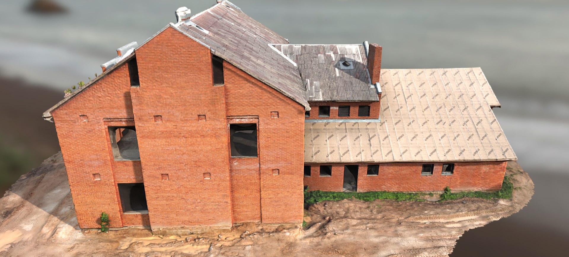 3D Abandoned Red Brick Mansion Model - TurboSquid 1858645