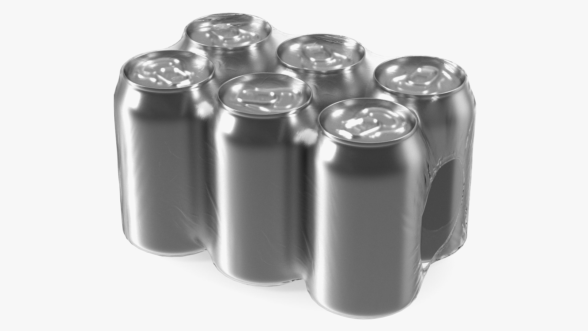 330ml 6psc Beverage Can Transparent Pack 3D model preview