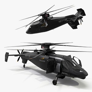 3D Sikorsky RAIDER Helicopter Rigged model