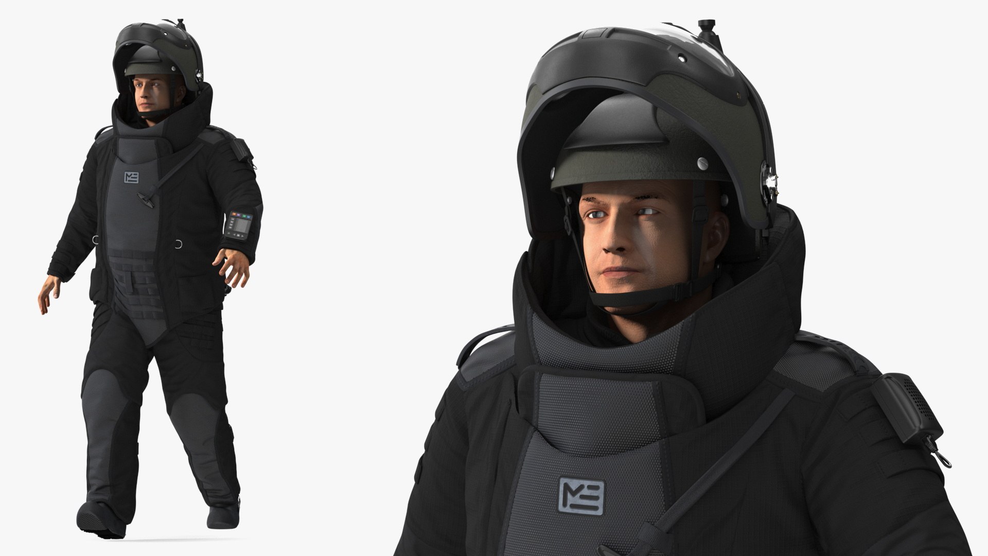 EOD 10 Bomb Suit Black Rigged 3D model preview
