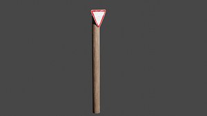 Wooden Pole Sign Yield 3D model