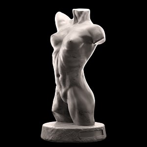 3D female torso sculpture model