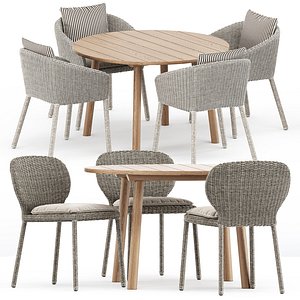 3D Strada armchair and side chair and Taro Table