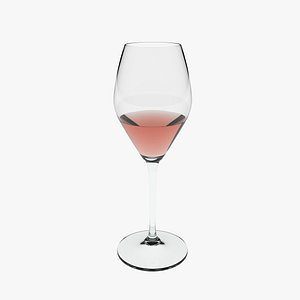 Wine Glass-Red-Rose-01 3D