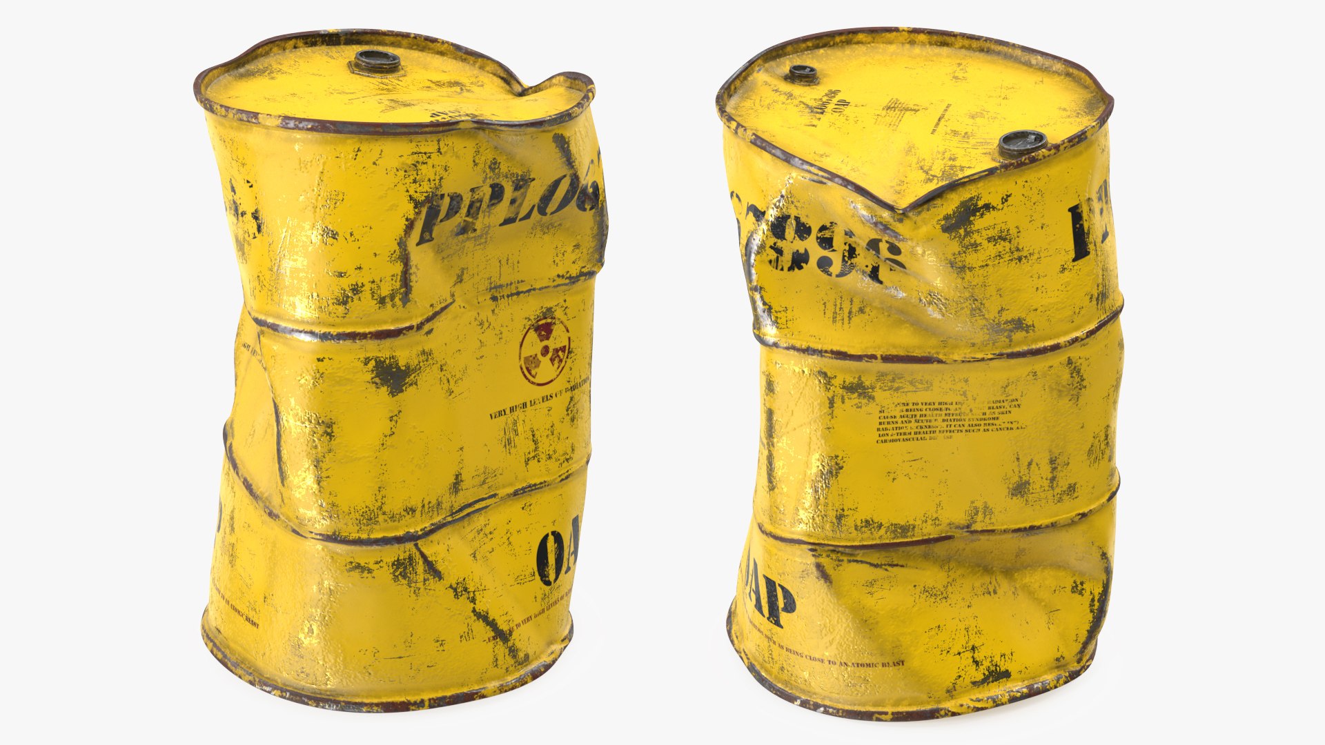 Damaged Radioactive Waste Barrel 3D model preview