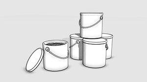3D buckets painting cartoon