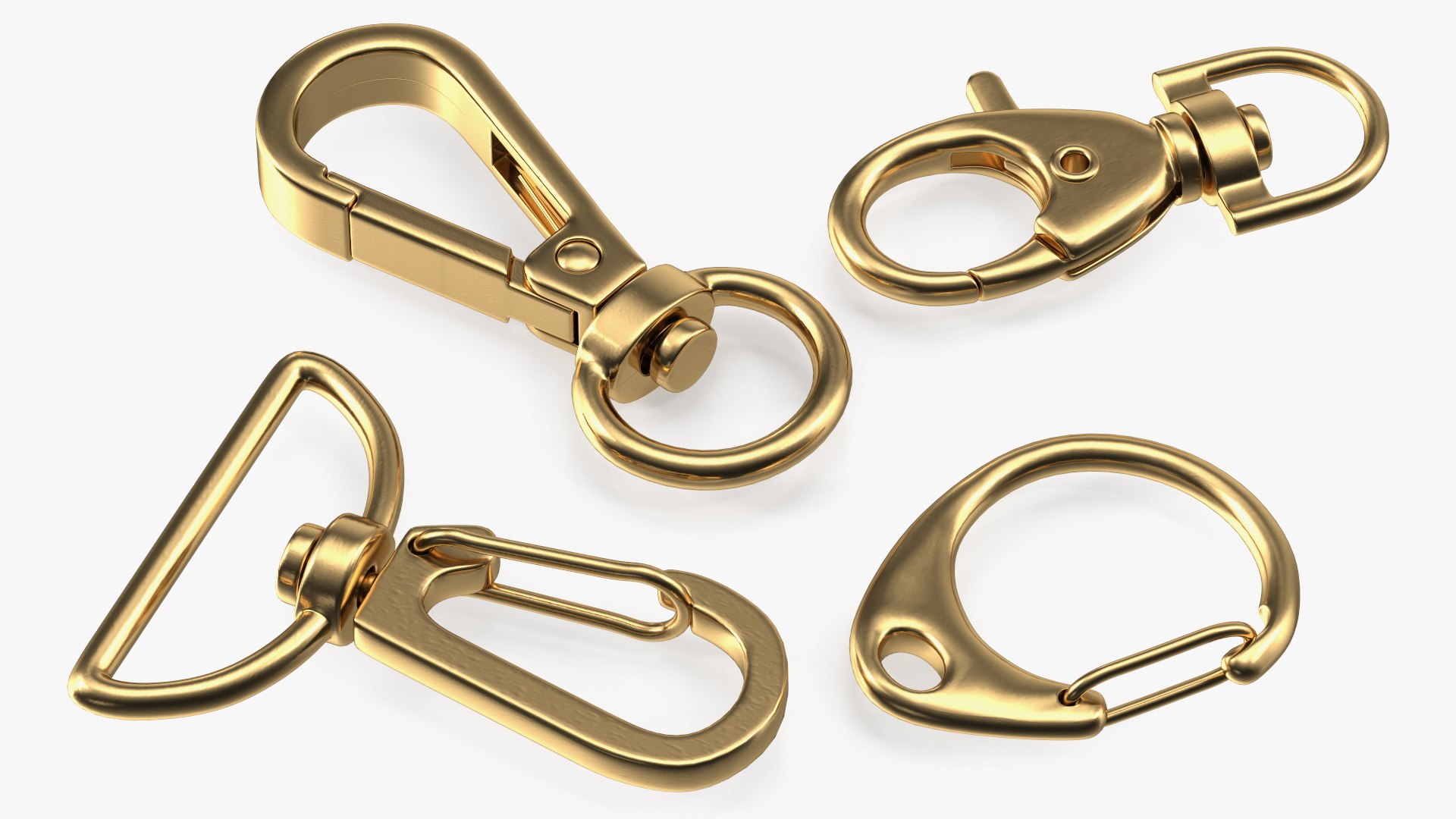 Metal Claw Clasp Gold Set 3D model preview