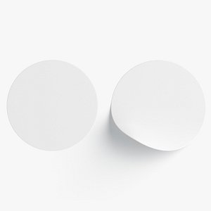 3D model Two White Round Stickers - smooth and bended adhesive labels