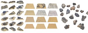 Volcanic Sand  Desert Debris Mega Pack - 48 Scanned Ground Assets model