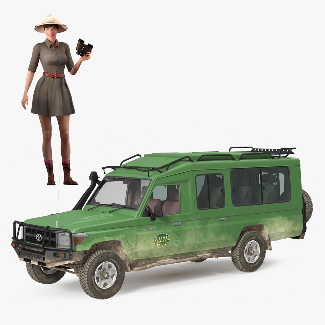 Rigged Toyota Land Cruiser Safari with Women Collection 3D model preview
