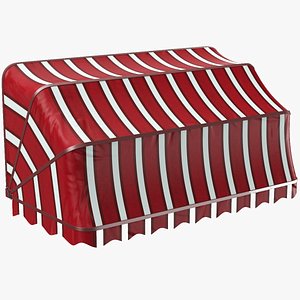 3D Red Striped Basket Awning