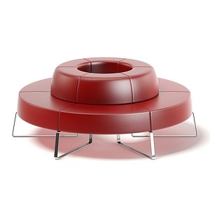 red leather waiting sofa 3D model
