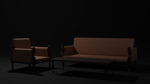 Chair with Sofa and Table model