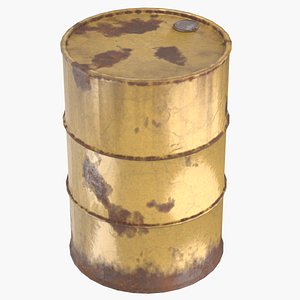 3D Oil Barrel Yellow - Low Poly model