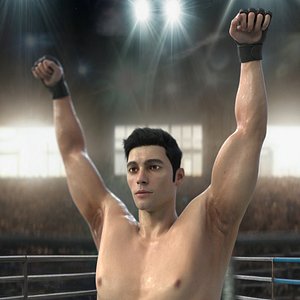 UFC MMA Fighter in Victory Pose Sweaty Fur