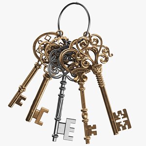 Detailed Skeleton Key Ring