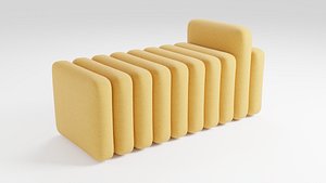 3D Sofa in yellow tones in a light and luxurious style model
