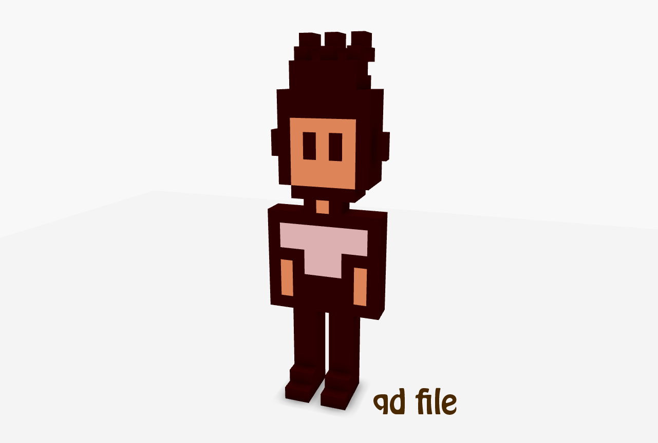 voxel block character obj free