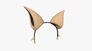 Furry Ears Tiara F04 Beige - Headband Character Design 3D model