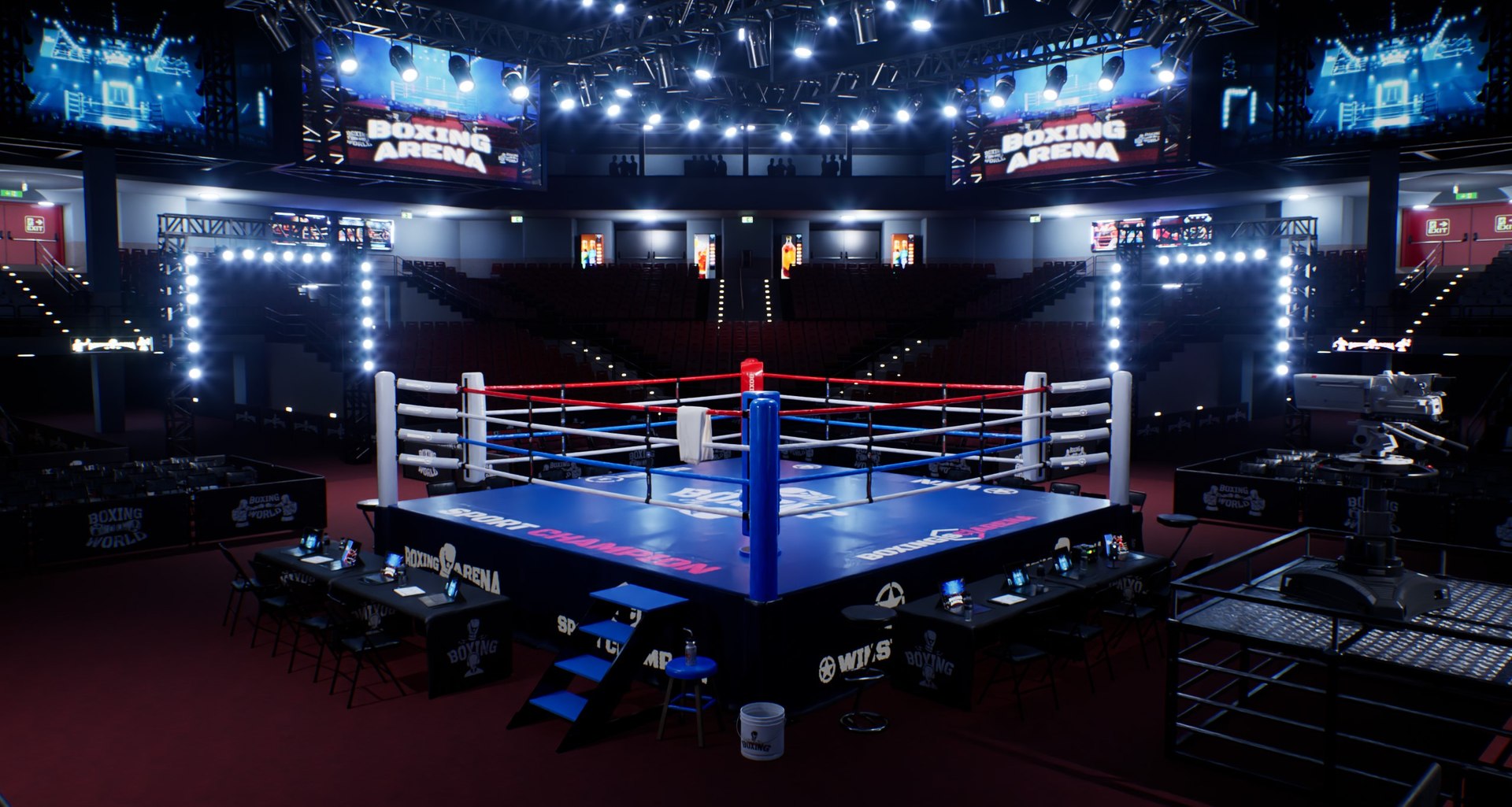 BOXING ARENA STADIUM Game Ready Complete Asset Pack 3D Model