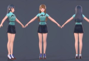 3D hair low-poly model