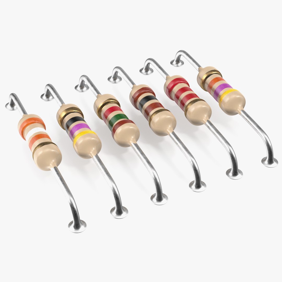 Axial Lead Metal Film Resistors Soldered Set 3D model preview