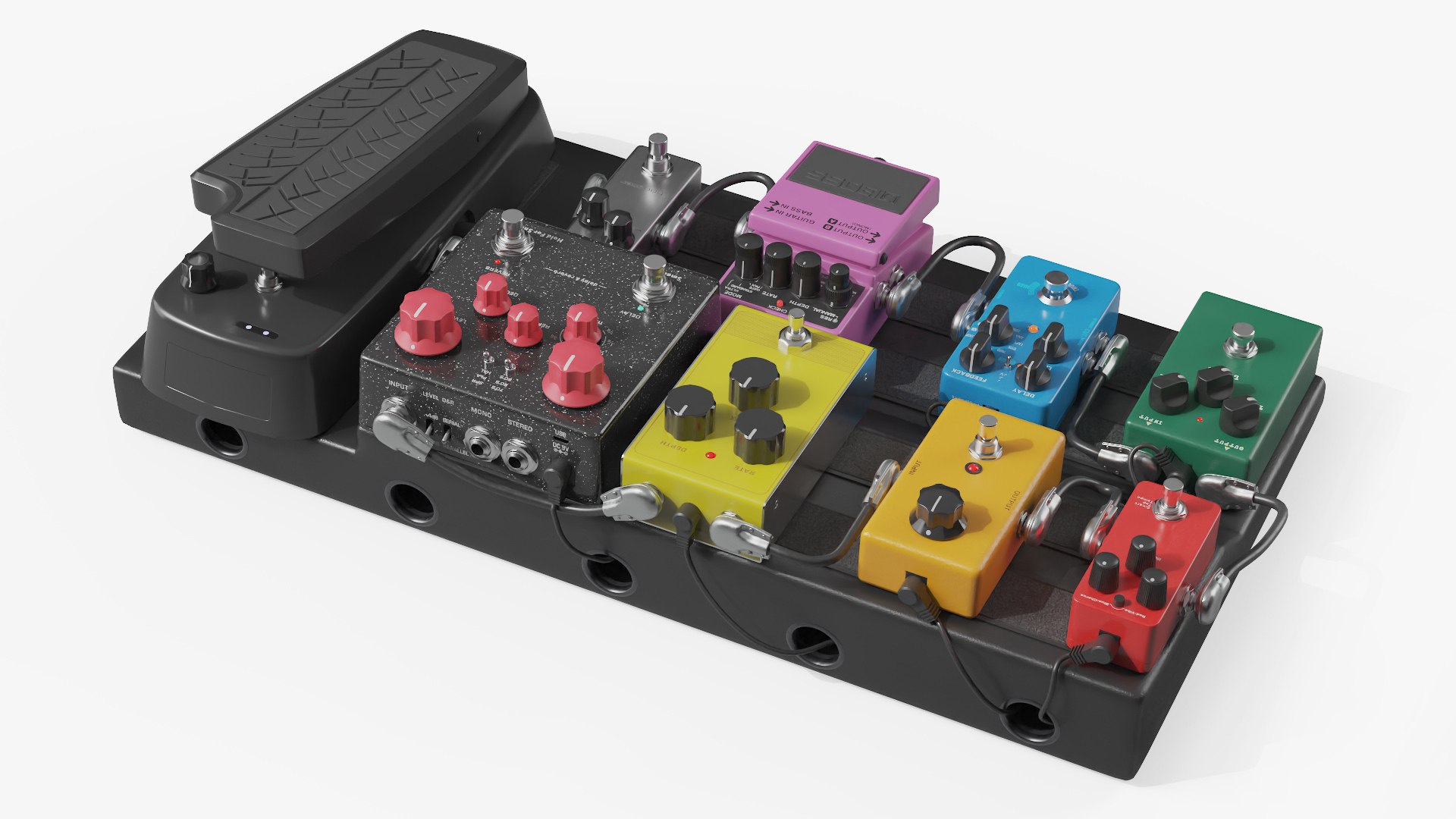 Custom Guitar Effects Pedal Board 3D model preview