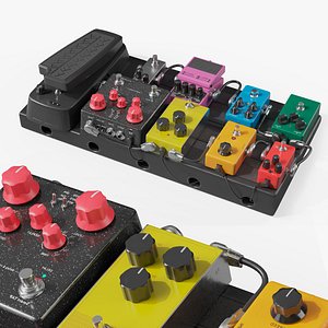 Custom Guitar Effects Pedal Board 3D model