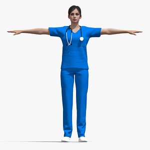 3D T-Pose Rigged Nurse model